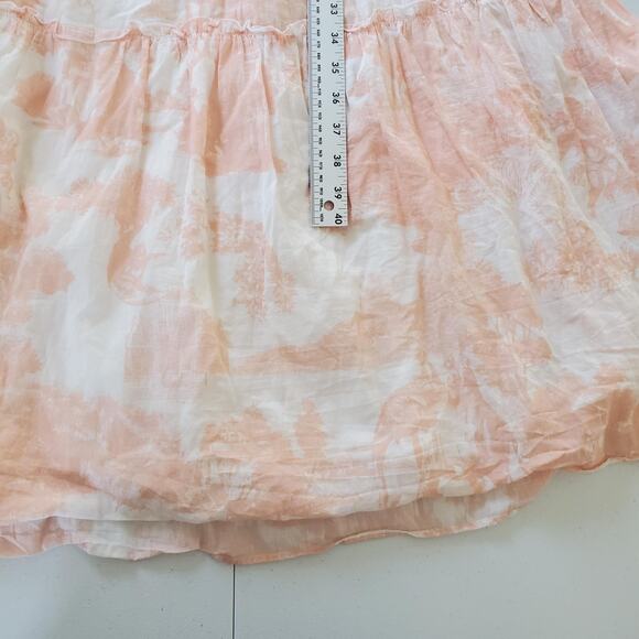 JESSAKAE Dress Womens Small Pink White Belted Tiered Maxi V Neck Toile Print - Picture 6 of 13